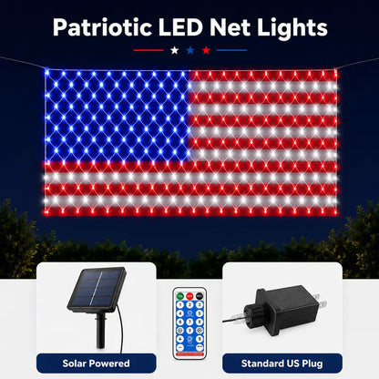 Outdoor solar American flag light, 6.5 ft x 3.28 ft, ultra-bright; suitable for Independence Day, National Day, and Memorial Day decorations; waterproof solar outdoor light.