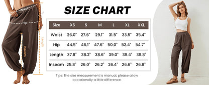 Women's Wideleg Baggy Palazzo Pants – Casual Elastic Waist, Flowing Comfort with Pockets