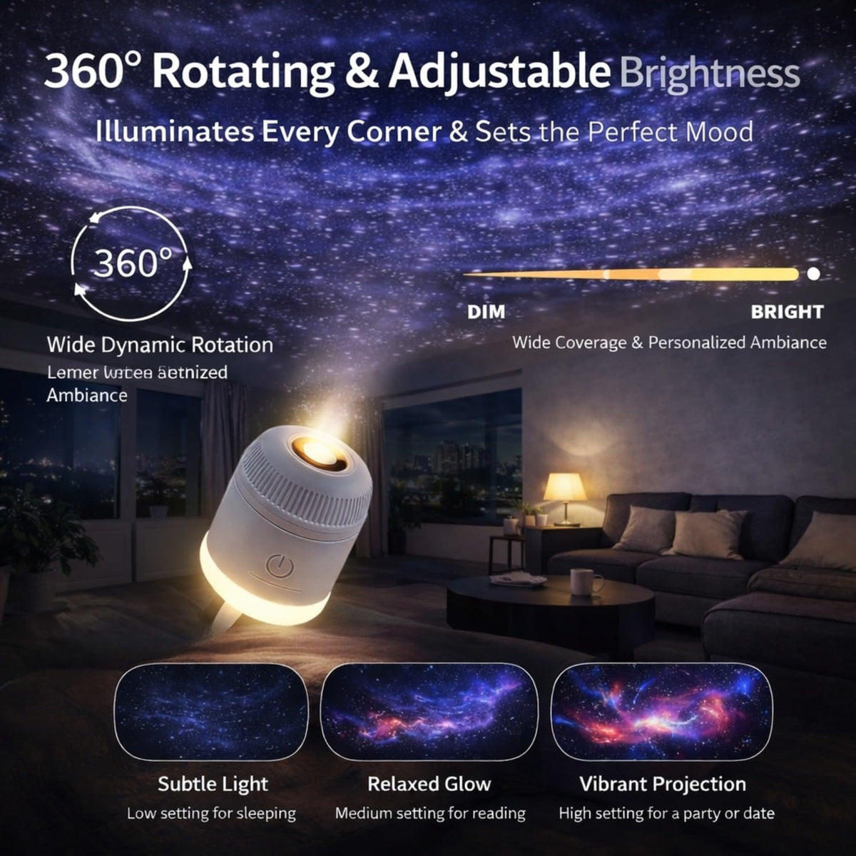 ✨ Galaxy night light with color-changing & 360° Adjustable Gooseneck