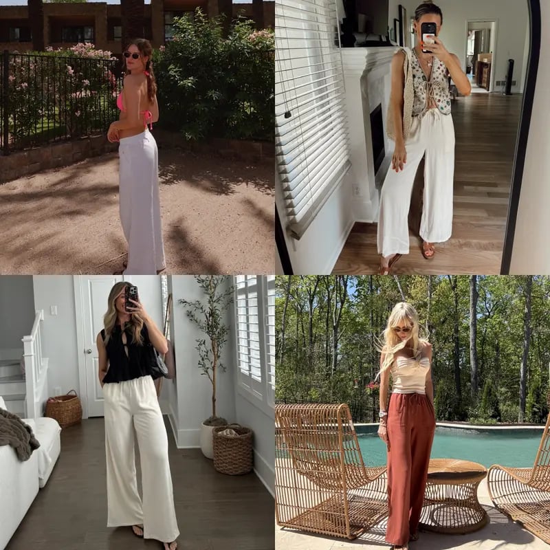 Tanming Viral 2026 Palazzo Pants for Women - Beach to Street Wide Leg + Pockets | Lightweight Summer Trousers Maxi Style Womenswear Chic Comfy Basic Minimalist Bottom