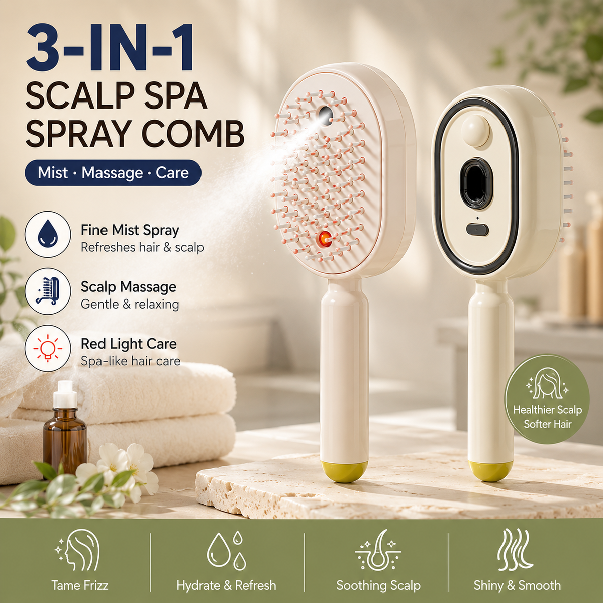 🌸LAST DAY 50% OFF✨Steam Mist Straightening Comb – Easy Salon-Like Hair