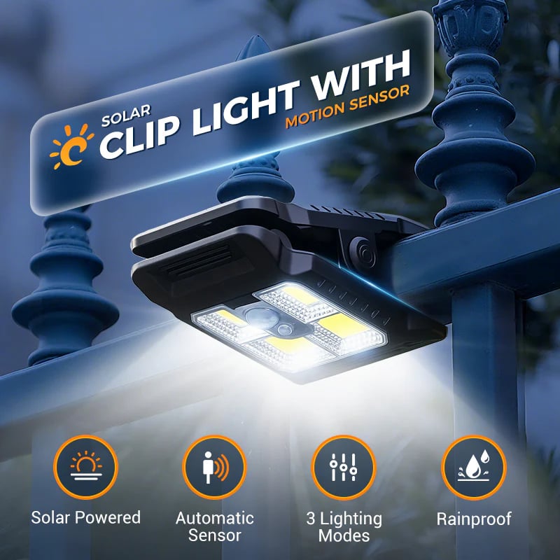💡 Solar Motion Sensor Wall Light – Outdoor Waterproof Clip Lamp for Garden, Yard, Camping & Pathway 🏡✨