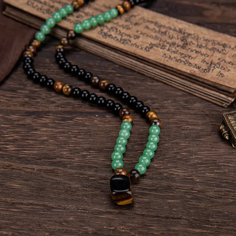 ✨ Money Attraction Necklace With GreenAventurine & Tiger Eye Pendant Crystal Stone