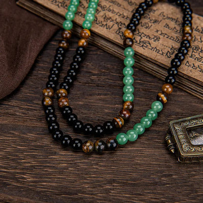 ✨ Money Attraction Necklace With GreenAventurine & Tiger Eye Pendant Crystal Stone