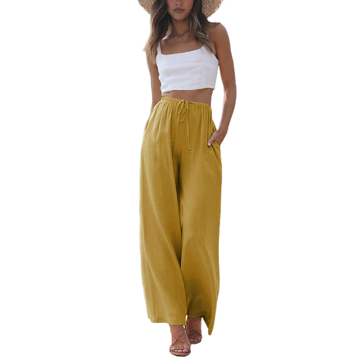 Tanming Viral 2026 Palazzo Pants for Women - Beach to Street Wide Leg + Pockets | Lightweight Summer Trousers Maxi Style Womenswear Chic Comfy Basic Minimalist Bottom