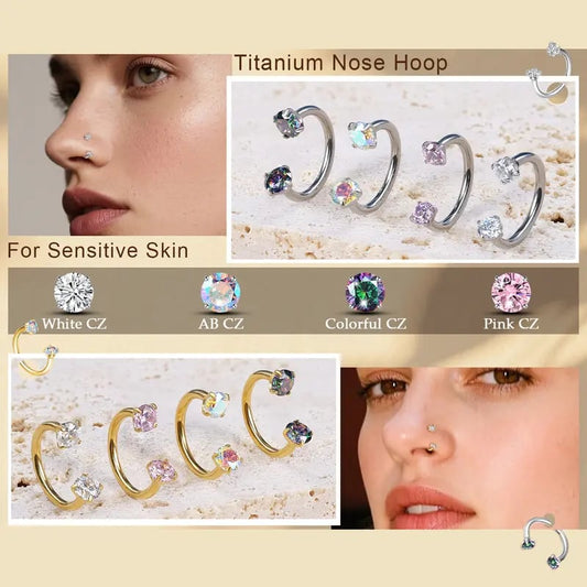 18G Titanium Steel Nose Rings Set