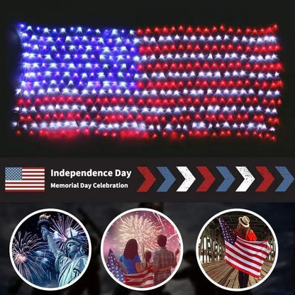 Outdoor solar American flag light, 6.5 ft x 3.28 ft, ultra-bright; suitable for Independence Day, National Day, and Memorial Day decorations; waterproof solar outdoor light.