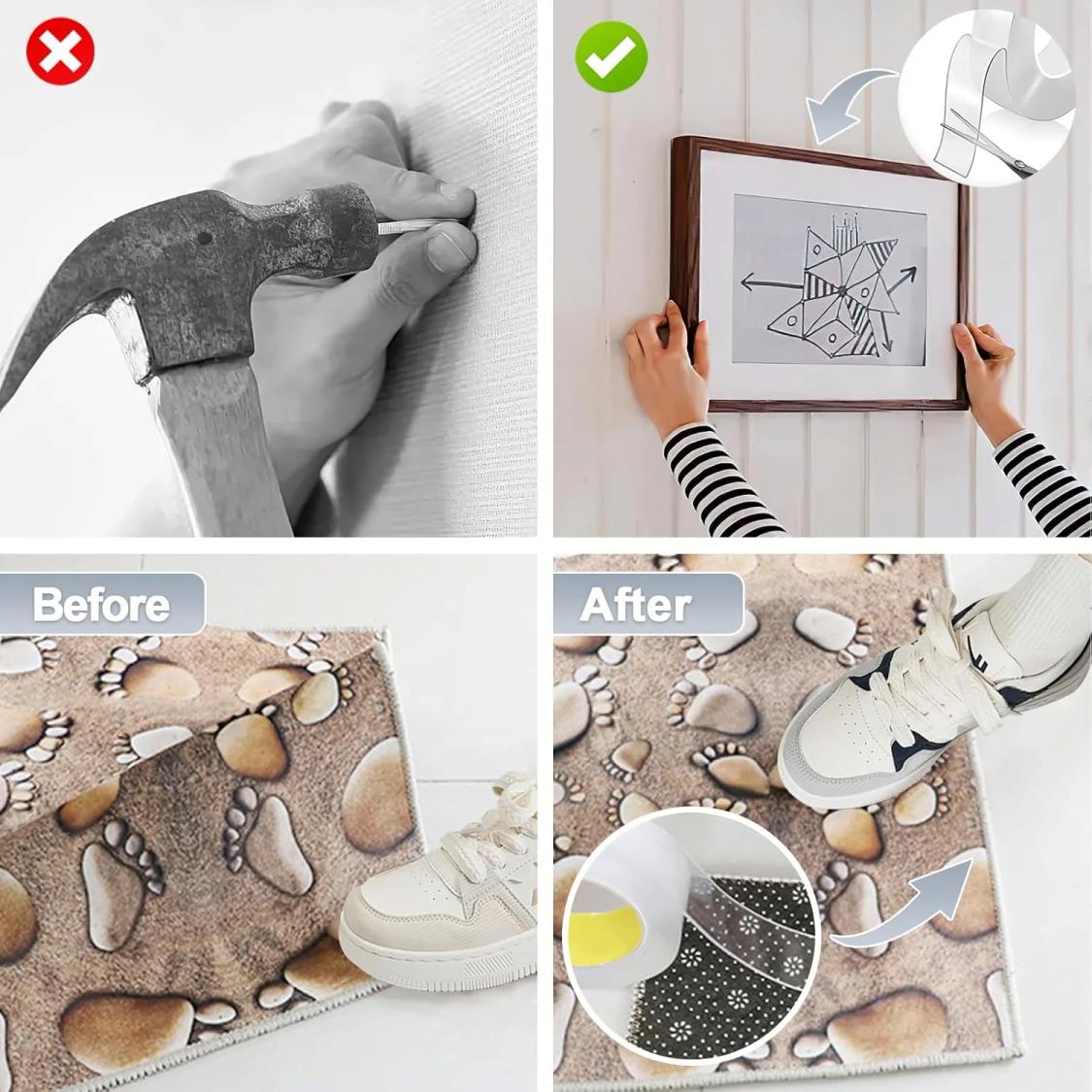 Transparent Magic Nano Tape Double Sided Grip Reusable Home Tape Traceless Glue