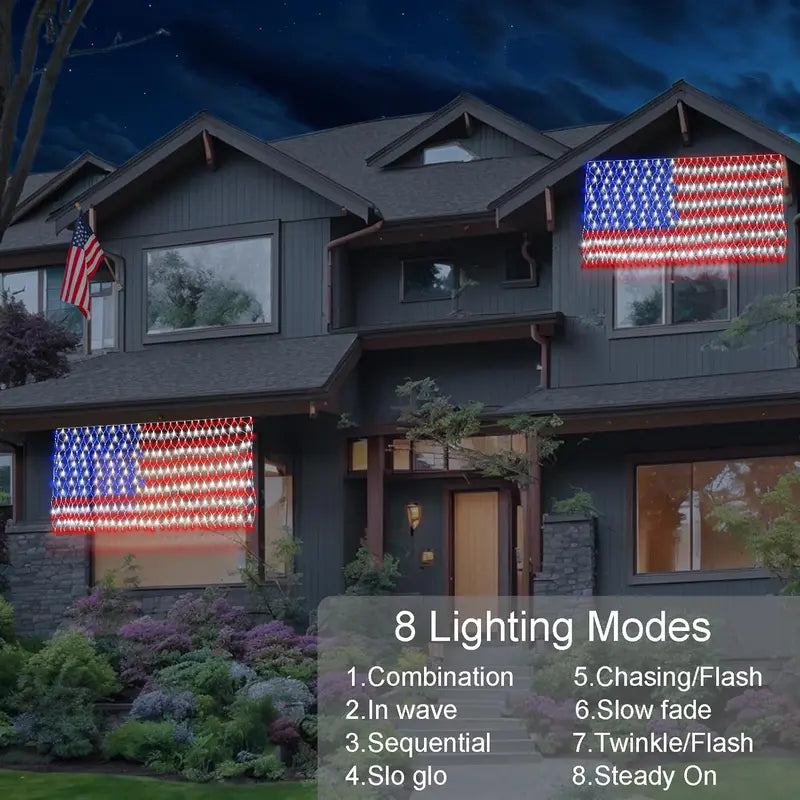 Outdoor solar American flag light, 6.5 ft x 3.28 ft, ultra-bright; suitable for Independence Day, National Day, and Memorial Day decorations; waterproof solar outdoor light.