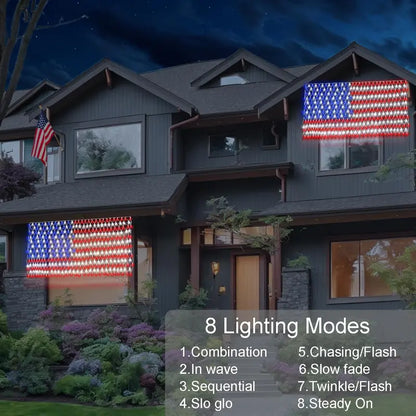 Outdoor solar American flag light, 6.5 ft x 3.28 ft, ultra-bright; suitable for Independence Day, National Day, and Memorial Day decorations; waterproof solar outdoor light.