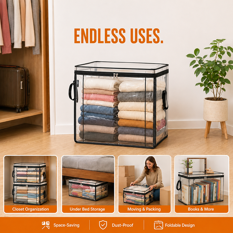📦👕 Ultimate Moisture-Proof Storage Bags: Extra Large & Fully Transparent 📦