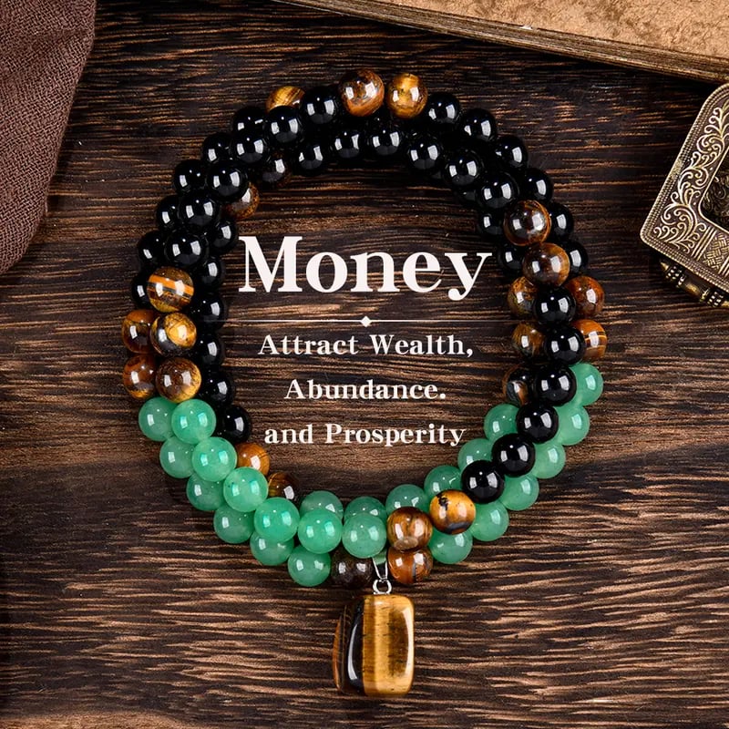 ✨ Money Attraction Necklace With GreenAventurine & Tiger Eye Pendant Crystal Stone