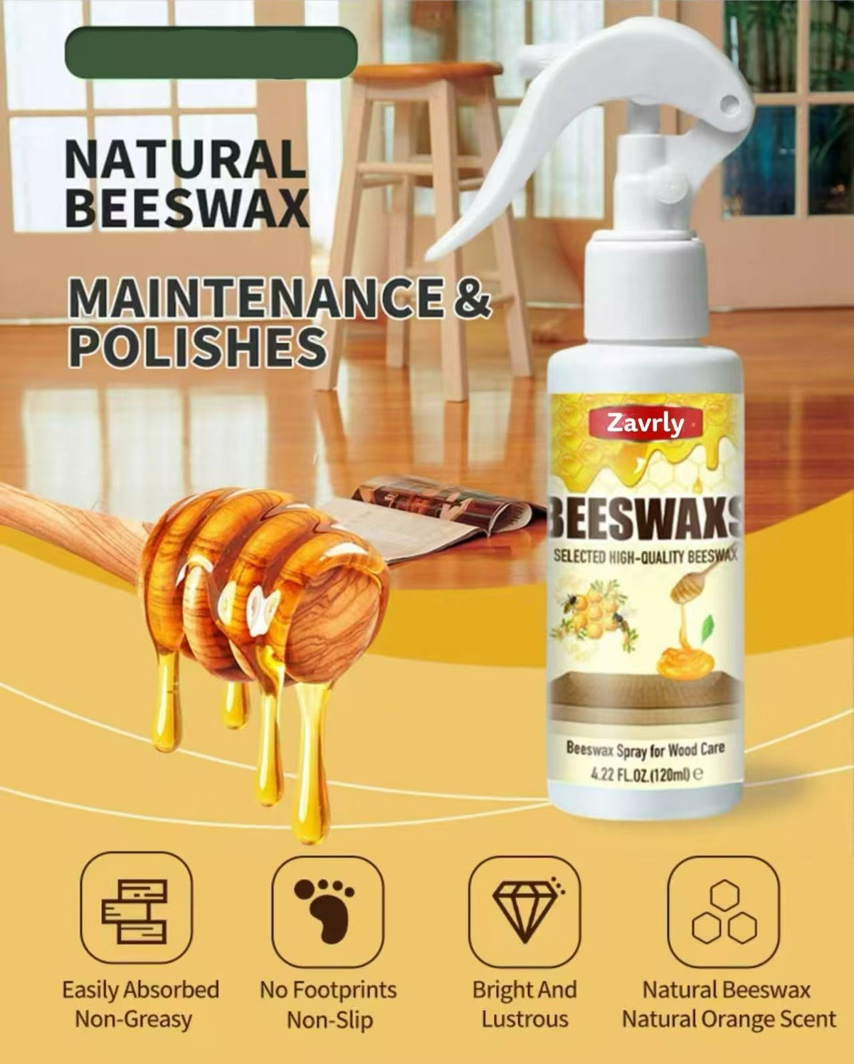 49% OFF This Week Promotions🎉🎉Beeswax Wood Polish Spray 120ml | Natural Shine & Protection for Furniture, Floors, Cabinets – Non-Greasy, Anti-Dust Finish