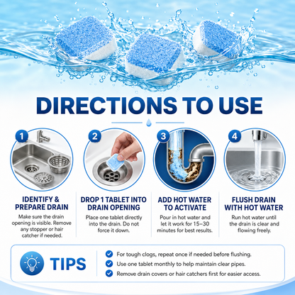 50% OFF💥Drain Cleaner Tablets, 12 tablets | Fast-acting in 30 minutes | Suitable for drains throughout the house
