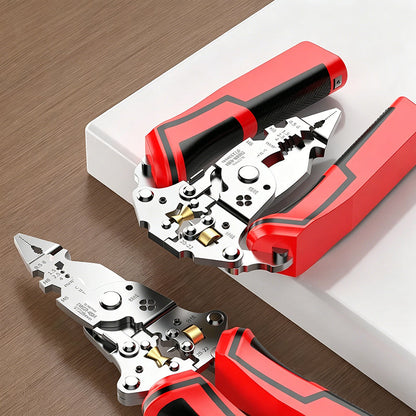 16-in-1 Multifunctional Wire Stripper Twister for Cutting and Pulling Wires,Cable Scissors,Voltage Tester Pliers, 12V to 250V Live,Null,Hot Wire Judgment AC DC, Audible and Flashing LED Alarms