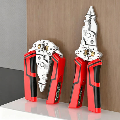 16-in-1 Multifunctional Wire Stripper Twister for Cutting and Pulling Wires,Cable Scissors,Voltage Tester Pliers, 12V to 250V Live,Null,Hot Wire Judgment AC DC, Audible and Flashing LED Alarms