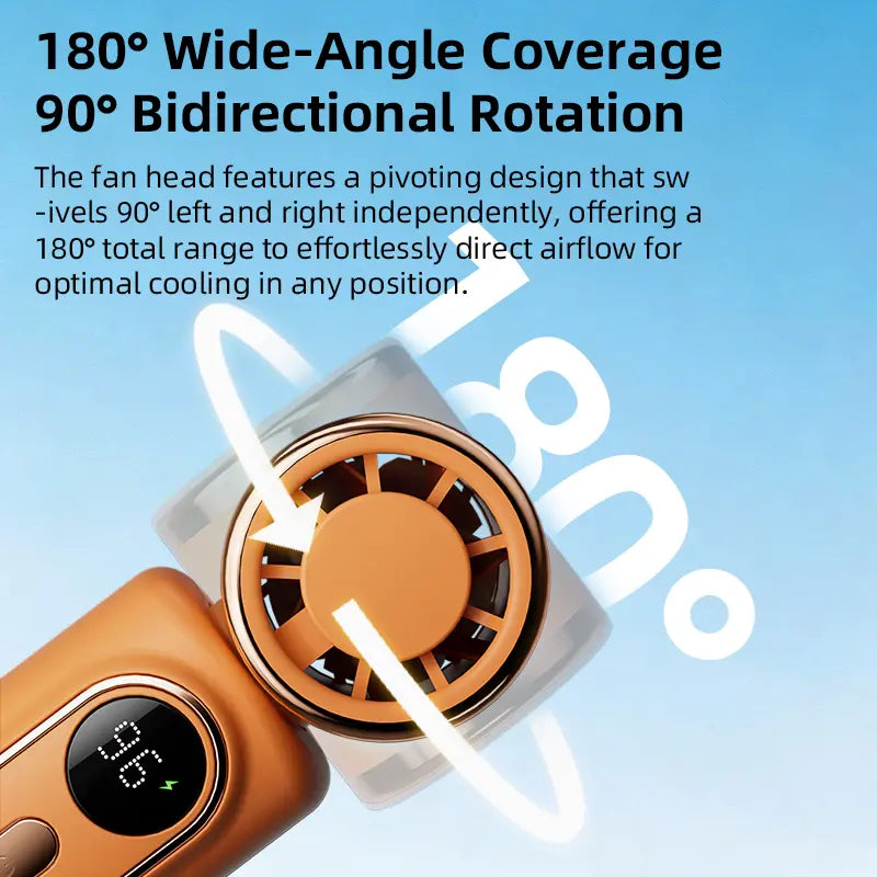 Portable Mini Clip Sports Fan – 3000mAh Rechargeable, 5 Speeds, 180° Adjustable