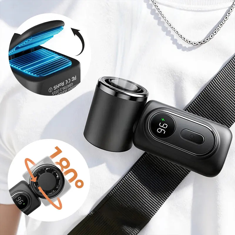 Portable Mini Clip Sports Fan – 3000mAh Rechargeable, 5 Speeds, 180° Adjustable