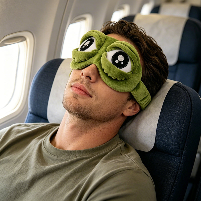 3D Frog Sleep Eye Mask – Soft Plush & Cotton | Travel, Office & Stress Relief
