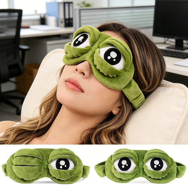 3D Frog Sleep Eye Mask – Soft Plush & Cotton | Travel, Office & Stress Relief