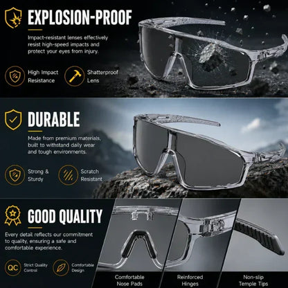 ☀️UV400 Photochromic Polarized Safety Glasses – 🥇Impact Resistant Outdoor Sports & Work Eyewear