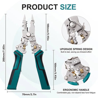 16-in-1 Multifunctional Wire Stripper Twister for Cutting and Pulling Wires,Cable Scissors,Voltage Tester Pliers, 12V to 250V Live,Null,Hot Wire Judgment AC DC, Audible and Flashing LED Alarms
