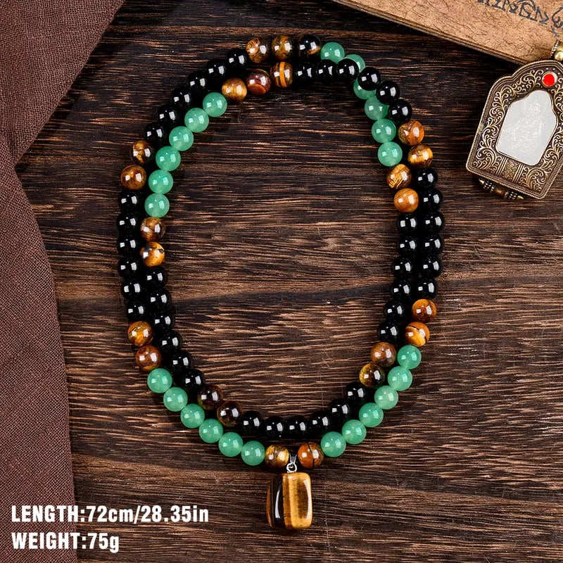 ✨ Money Attraction Necklace With GreenAventurine & Tiger Eye Pendant Crystal Stone