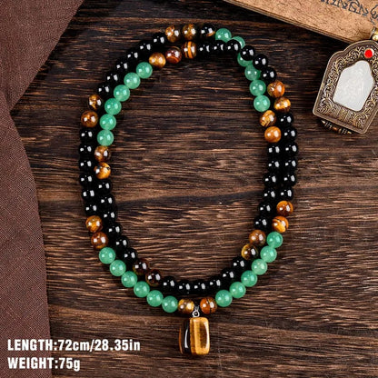 ✨ Money Attraction Necklace With GreenAventurine & Tiger Eye Pendant Crystal Stone