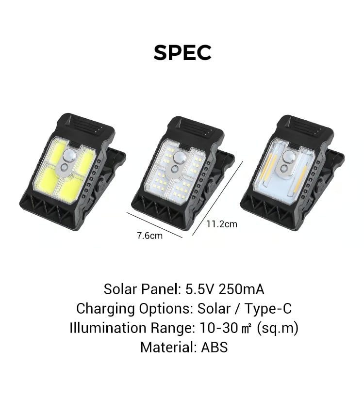 💡 Solar Motion Sensor Wall Light – Outdoor Waterproof Clip Lamp for Garden, Yard, Camping & Pathway 🏡✨