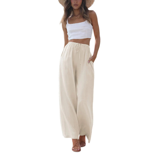Tanming Viral 2026 Palazzo Pants for Women - Beach to Street Wide Leg + Pockets | Lightweight Summer Trousers Maxi Style Womenswear Chic Comfy Basic Minimalist Bottom