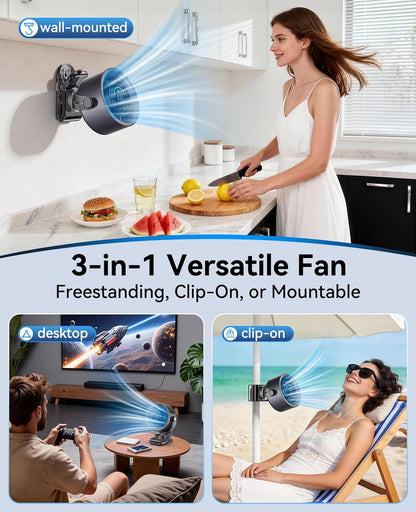 Rechargeable Portable Clip on Fan-100-Speed Touch Control
