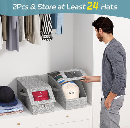 💖Hot 48% OFF🌹🧢 Stackable Hat Storage Boxes for Baseball Caps