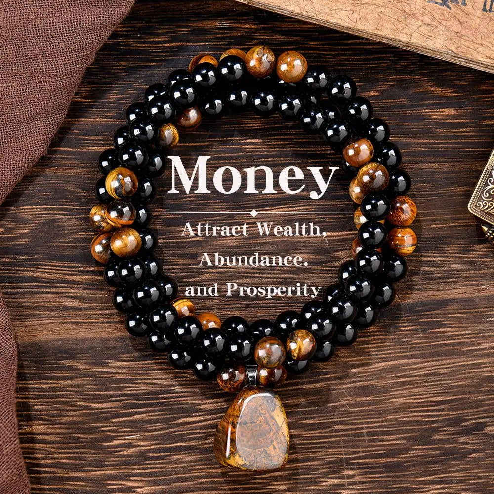 ✨ Money Attraction Necklace With GreenAventurine & Tiger Eye Pendant Crystal Stone