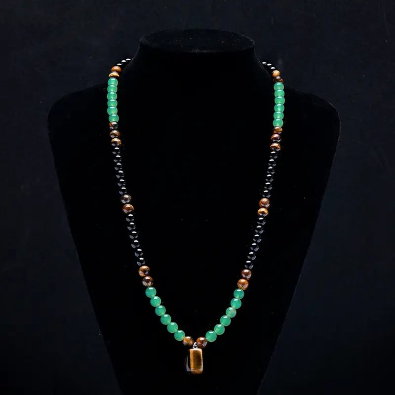 ✨ Money Attraction Necklace With GreenAventurine & Tiger Eye Pendant Crystal Stone