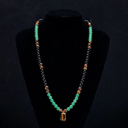 ✨ Money Attraction Necklace With GreenAventurine & Tiger Eye Pendant Crystal Stone
