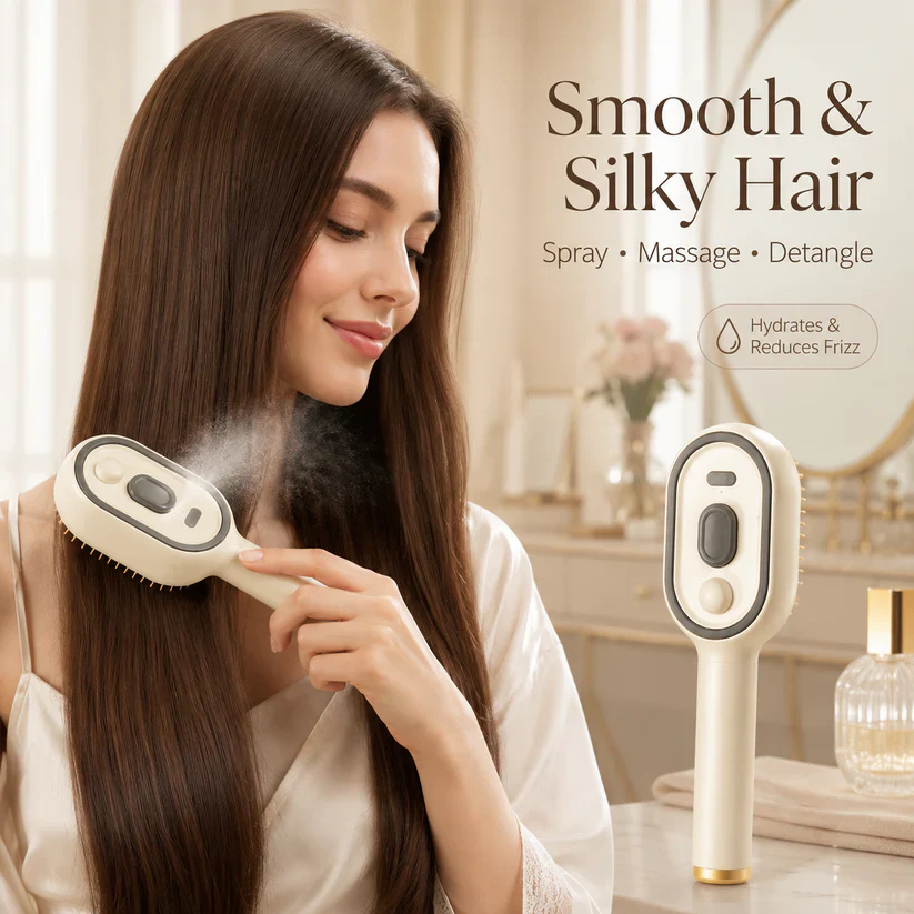 Spray Cushion Brush – Smooths Frizz & Massages the Scalp