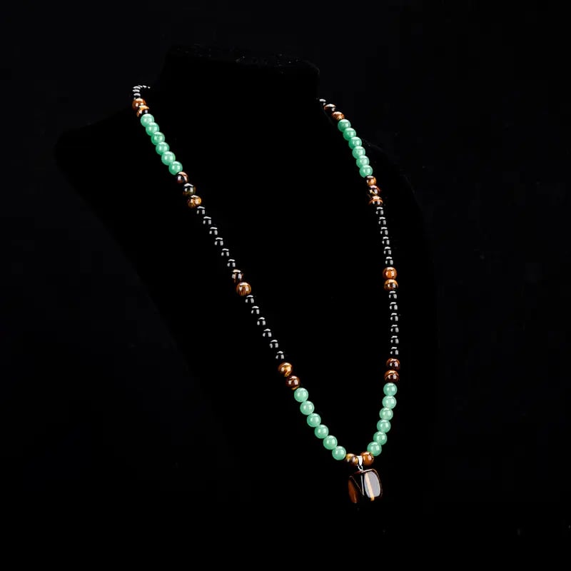 ✨ Money Attraction Necklace With GreenAventurine & Tiger Eye Pendant Crystal Stone