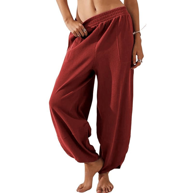 Women's Wideleg Baggy Palazzo Pants – Casual Elastic Waist, Flowing Comfort with Pockets