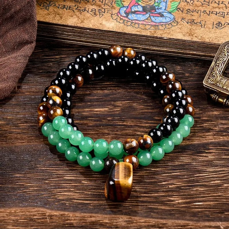 ✨ Money Attraction Necklace With GreenAventurine & Tiger Eye Pendant Crystal Stone