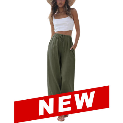 Tanming Viral 2026 Palazzo Pants for Women - Beach to Street Wide Leg + Pockets | Lightweight Summer Trousers Maxi Style Womenswear Chic Comfy Basic Minimalist Bottom