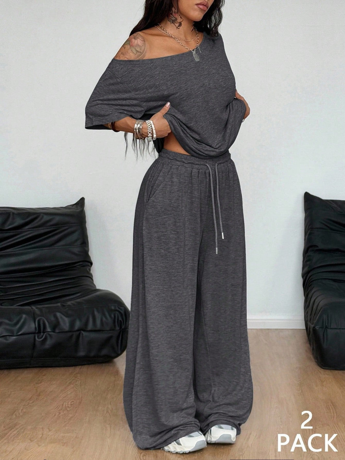 Women's Minimalist Basic Daily Two Pieces Outfits