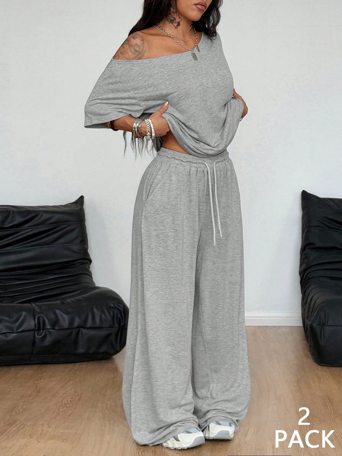 Women's Minimalist Basic Daily Two Pieces Outfits