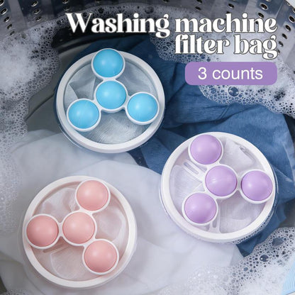3 Pack Reusable Floating Washing Machine Hair Filter Bags - Pet Hair Lint Catcher