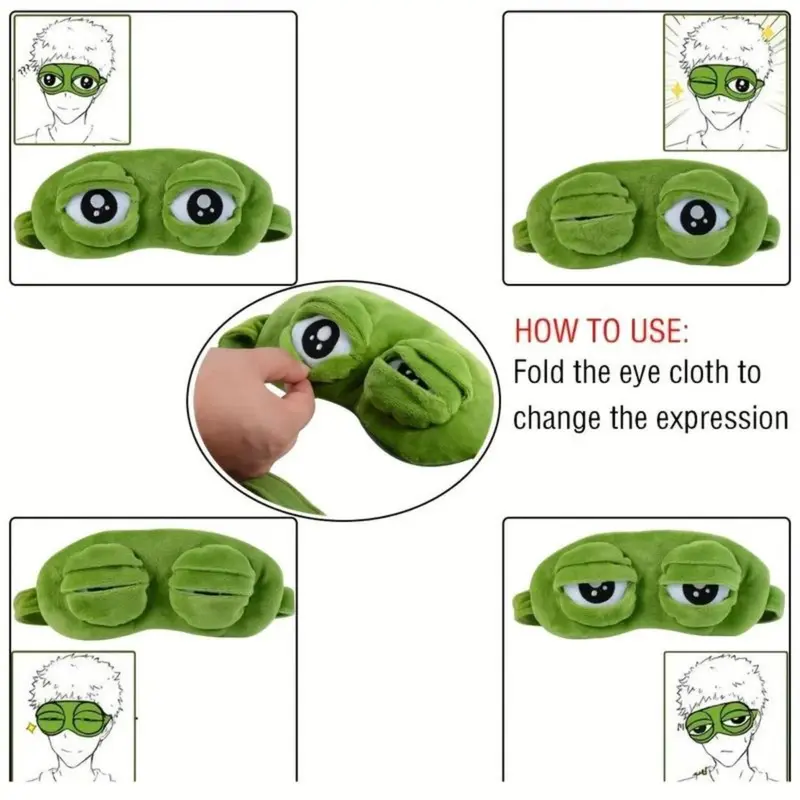 3D Frog Sleep Eye Mask – Soft Plush & Cotton | Travel, Office & Stress Relief