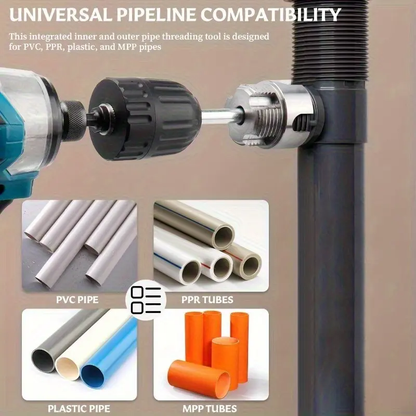 3-Piece Heavy-Duty Pipe Threading Tool Set | 1/2" 3/4" 1" Internal & External Threads | Electric Drill Compatible | PVC PPR MPP Pipes