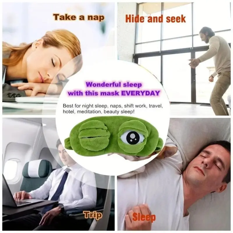 3D Frog Sleep Eye Mask – Soft Plush & Cotton | Travel, Office & Stress Relief