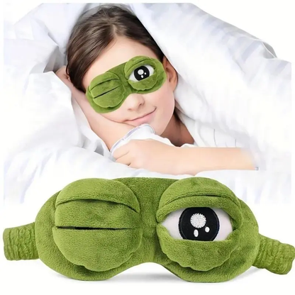 3D Frog Sleep Eye Mask – Soft Plush & Cotton | Travel, Office & Stress Relief